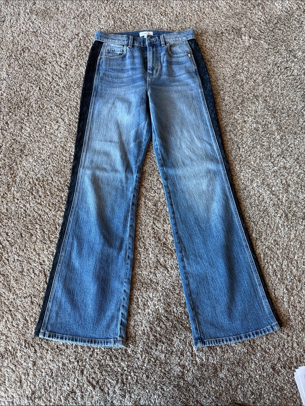 Evereve Two-Tone Blue and Black Flared Jeans